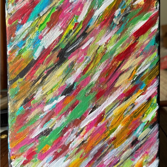 Dynamic Red and Pink Abstract Painting - Picture 2 of 3